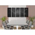 5-PIECE CANVAS PRINT BLACK AND WHITE WORLD MAP - PICTURES OF MAPS - PICTURES