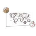 DECORATIVE PINBOARD WORLD MAP IN A BEAUTIFUL DESIGN - PICTURES ON CORK - PICTURES