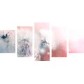 5-PIECE CANVAS PRINT DANDELION WITH ABSTRACT ELEMENTS - PICTURES FLOWERS - PICTURES