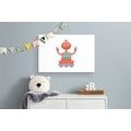 CANVAS PRINT WITH A ROBOT THEME IN RED - CHILDRENS PICTURES - PICTURES