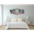 5-PIECE CANVAS PRINT BUDDHA ON AN EXOTIC BACKGROUND - PICTURES FENG SHUI - PICTURES
