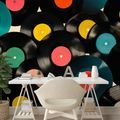 TAPETE BUNTE RETRO-VINYLPLATTEN - MUSIK FOTOTAPETEN - TAPETEN