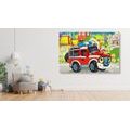 CANVAS PRINT TOY CAR ON THE ROAD - CHILDRENS PICTURES - PICTURES