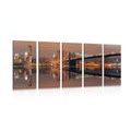 5-PIECE CANVAS PRINT REFLECTION OF MANHATTAN IN THE WATER - PICTURES OF CITIES - PICTURES