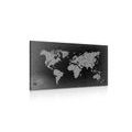 CANVAS PRINT OLD WORLD MAP ON AN ABSTRACT BACKGROUND IN BLACK AND WHITE - PICTURES OF MAPS - PICTURES