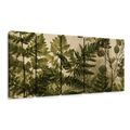 TABLEAU EN 5 PARTIES – FOUGÈRES BOTANIQUES EN SÉPIA - TABLEAUX ARBRES ET FEUILLES - TABLEAUX