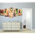 5-PIECE CANVAS PRINT MOTHER IN AN ABSTRACT DESIGN - ABSTRACT PICTURES - PICTURES