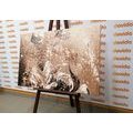 CANVAS PRINT MODERN PAINTED PEONIES IN SEPIA DESIGN - BLACK AND WHITE PICTURES - PICTURES