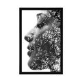 POSTER WOMAN WITH ABSTRACT ELEMENTS - BLACK AND WHITE - POSTERS