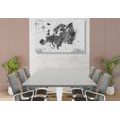 DECORATIVE PINBOARD RETRO MAP OF EUROPE IN BLACK AND WHITE - PICTURES ON CORK - PICTURES