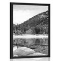 POSTER LAKE IN NATURE IN BLACK AND WHITE - BLACK AND WHITE - POSTERS