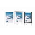 POSTER MIT PASSEPARTOUT SCHNEEBEDECKTE BERGE - NATUR - POSTER