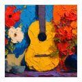 SLIKA GITARA S CVJETNOM KOMPOZICIJOM - GLAZBENE SLIKE - SLIKE