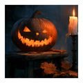 WANDBILD HALLOWEEN-KÜRBIS IM HALBDUNKEL - HALLOWEEN- UND HORROR-BILDER - BILDER