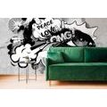 SELF ADHESIVE WALLPAPER GRAY GRAFFITI EYE - SELF-ADHESIVE WALLPAPERS - WALLPAPERS