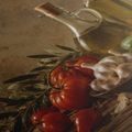 CANVASTAVLA RUSTIKALT STILLEBEN MED TOMATER OCH BASILIKA - MAT- OCH DRYCKESTAVLOR - TAVLOR