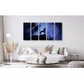 5-PIECE CANVAS PRINT WOLF IN FULL MOON - PICTURES OF ANIMALS{% if product.category.pathNames[0] != product.category.name %} - PICTURES{% endif %}