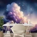 TAPETE STERNENHIMMEL ÜBER WOLKIGER LANDSCHAFT - UNIVERSUM- UND STERNE-TAPETEN - TAPETEN
