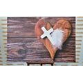 CANVAS PRINT CROSS ON A WOODEN BACKGROUND - PICTURES OF ANGELS - PICTURES