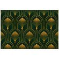 ZELFKLEVEND FOTOBEHANG GOUDEN ART-DECO WAAIERS OP GROEN - FOTOBEHANG MET PATRONEN - FOTOBEHANG