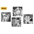 CANVAS PRINT SET HEAVENLY PEACE IN BLACK AND WHITE - SET OF PICTURES - PICTURES