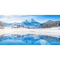 TABLEAU SUR TOILE – PAYSAGE ENNEIGÉ DANS LES ALPES - TABLEAUX DE LA NATURE ET DES PAYSAGES - TABLEAUX