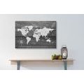 CANVAS PRINT MAP WITH A WOODEN BACKGROUND - PICTURES OF MAPS - PICTURES