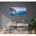 CANVAS PRINT SEA WAVES ON THE COAST - PICTURES OF NATURE AND LANDSCAPE - PICTURES