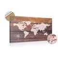 DECORATIVE PINBOARD DECENT MAP WITH A WOODEN BACKGROUND - PICTURES ON CORK - PICTURES