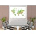 CANVAS PRINT CLASSIC WORLD MAP WITH A WHITE BACKGROUND - PICTURES OF MAPS - PICTURES