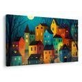 OBRAZ KOUZELNÁ NOČNÍ VESNIČKA - BAREVNÉ DOMY - OBRAZY