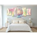 5-TEILIGES WANDBILD MANDALA IM INTERESSANTEN DESIGN - BILDER MIT FENG SHUI-MOTIVEN - BILDER