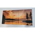 5-PIECE CANVAS PRINT MOUNTAIN LAKE REFLECTION - PICTURES OF NATURE AND LANDSCAPE - PICTURES