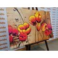 WANDBILD ROTE MOHNBLUMEN MIT ETHNISCHEM TOUCH - ABSTRAKTE BILDER - BILDER