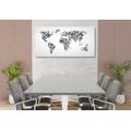 DECORATIVE PINBOARD WORLD MAP CONSISTING OF PEOPLE IN BLACK AND WHITE - PICTURES ON CORK - PICTURES