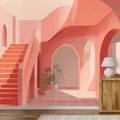 SELBSTKLEBENDE TAPETE ABSTRAKTE ROSA ARCHITEKTUR - STREET-ART-TAPETEN - TAPETEN
