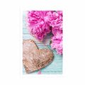 POSTER PEONIES AND BIRCH HEARTS - LOVE - POSTERS