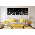 CANVAS PRINT WITH A FLORAL ORNAMENT IN BLACK AND WHITE - BLACK AND WHITE PICTURES - PICTURES