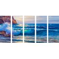 5-PIECE CANVAS PRINT SEA WAVES ON THE COAST - PICTURES OF NATURE AND LANDSCAPE - PICTURES