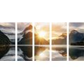 5-PIECE CANVAS PRINT BEAUTIFUL SUNRISE IN NEW ZEALAND - PICTURES OF NATURE AND LANDSCAPE - PICTURES