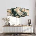 5-DÍLNÝ OBRAZ TYRKYSOVÉ MRAMOROVÉ VLNY SE ZLATEM - MARBLE PICTURES - PICTURES