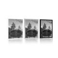 FRAMED POSTER BLACK AND WHITE MOUNTAIN LANDSCAPE BY THE LAKE - BLACK AND WHITE - POSTERS