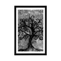 POSTER WITH MOUNT BLACK AND WHITE TREE OF LIFE - BLACK AND WHITE - POSTERS