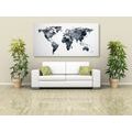 DECORATIVE PINBOARD POLYGONAL MAP OF THE WORLD IN BLACK AND WHITE - PICTURES ON CORK - PICTURES