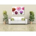 CANVAS PRINT DAHLIA FLOWERS IN A MULTI-COLORED DESIGN - PICTURES FLOWERS - PICTURES