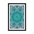 POSTER MIT PASSEPARTOUT BLAU-WEISSE ROSETTE - FENG SHUI - POSTER