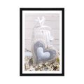 POSTER WITH MOUNT VINTAGE HEART AND LANTERNS - VINTAGE AND RETRO - POSTERS