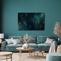 TABLEAU SUR TOILE – GALAXIE TURQUOISE AUX REFLETS DORÉS - IMAGES DE GALAXIE - TABLEAUX