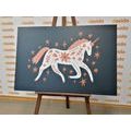 CANVAS PRINT FAIRY-TALE UNICORN WITH A FOLKLORE TOUCH - CHILDRENS PICTURES - PICTURES