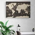 CANVAS PRINT MAP ON A WOODEN BACKGROUND - PICTURES OF MAPS - PICTURES